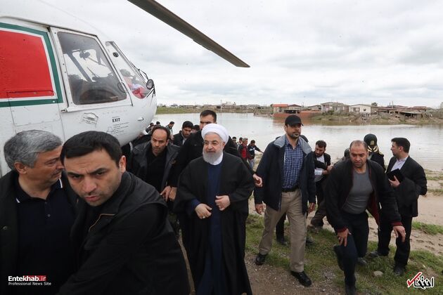 بازدید رئیس جمهور از مناطق سیل زده آق قلا