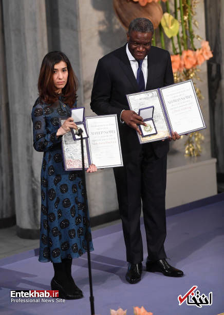 مراسم اهدای جایزه صلح نوبل ۲۰۱۸ به نادیا مراد و دنیس موک‌وگه