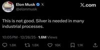 واکنش متفاوت ایلان ماسک به جهش قیمت نقره