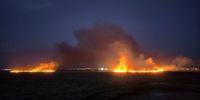 آخرین وضعیت حریق در تالاب میقان اراک / زبانه‌های آتش در حال گسترش است