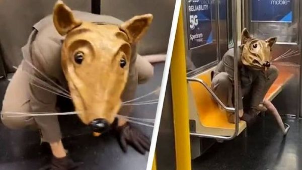 ماسک و رفتار عجیب یک مسافر در مترو+ عکس