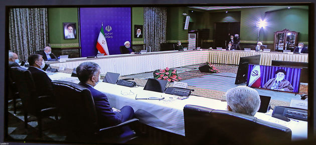 تصاویر حضور ویدئوکنفرانسی رهبری در جلسه ستاد ملی مبارزه با کرونا