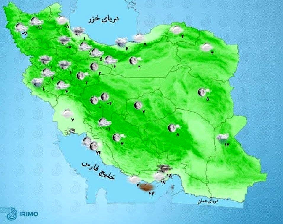 هواشناسی امروز ایران 1400/10/28 /ادامه بارش‌ها و ورود سامانه بارشی جدید از فردا