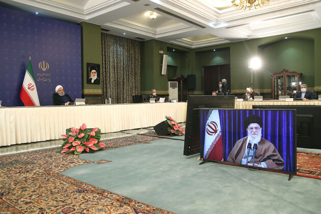 تصاویر حضور ویدئوکنفرانسی رهبری در جلسه ستاد ملی مبارزه با کرونا