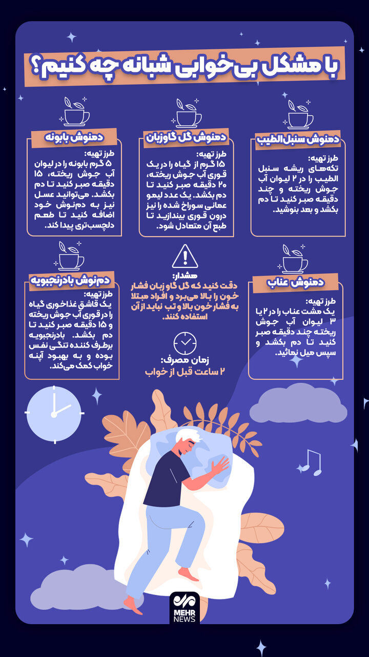 با مشکل بی‌خوابی شبانه چه کنیم؟+ اینفوگرافیک 2
