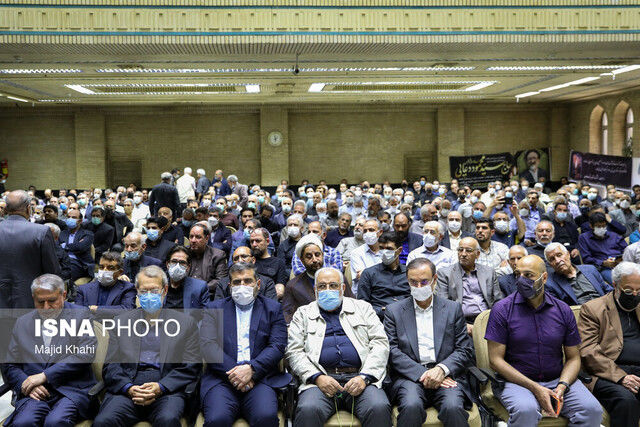 حسن روحانی، سیدحسن خمینی و جواد ظریف در مراسم ترحیم مرحوم دعایی+عکس