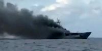 آتش سوزی کشتی خارجی در ساحل عسلویه+فیلم