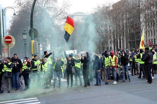 اعتراضات جلیقه‌زردها در بلژیک؛ 100 نفر بازداشت شدند