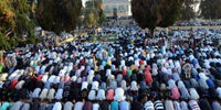 تصاویری از اقامه باشکوه نماز عید فطر در مسجدالاقصی 