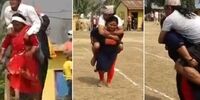 مسابقه عجیب حمل مردان توسط زنان +عکس 


