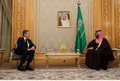 وزیر خارجه آمریکا با محمد بن سلمان دیدار کرد+ فیلم