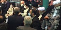 گفتگوی جواد ظریف و سیدمحمد خاتمی در مراسم وداع با پیکر مرحوم سید محمود دعایی+عکس