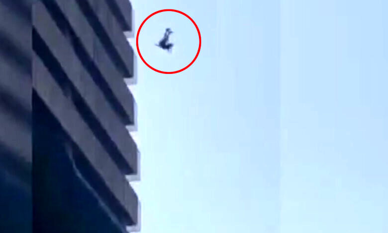 لحظه نفس‌گیر خودکشی دختر جوان از پشت‌بام هتل 33 طبقه+فیلم