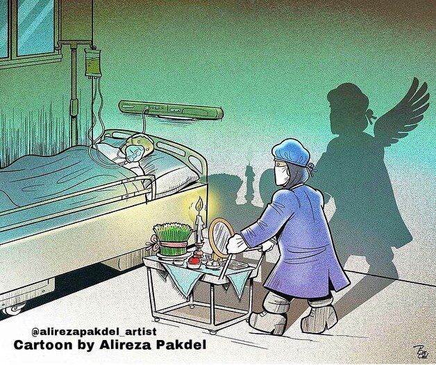 نوروز بیماران کرونایی در بیمارستان!+ کاریکاتور