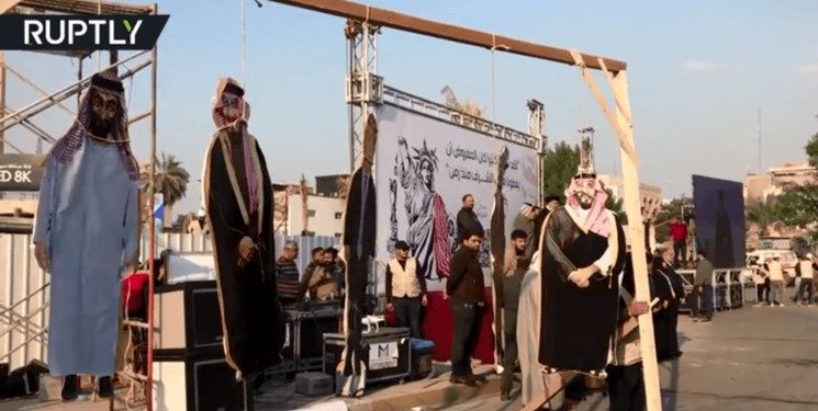 اعدام نمادین ترامپ و بن‌سلمان در بغداد +فیلم