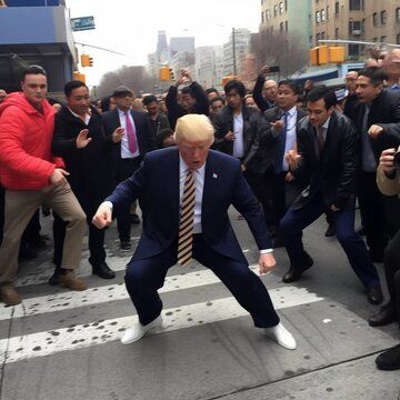 رقصیدن ترامپ و بایدن در خیابان/ دوئل عجیب پیش چشمان مردم+ تصاویر