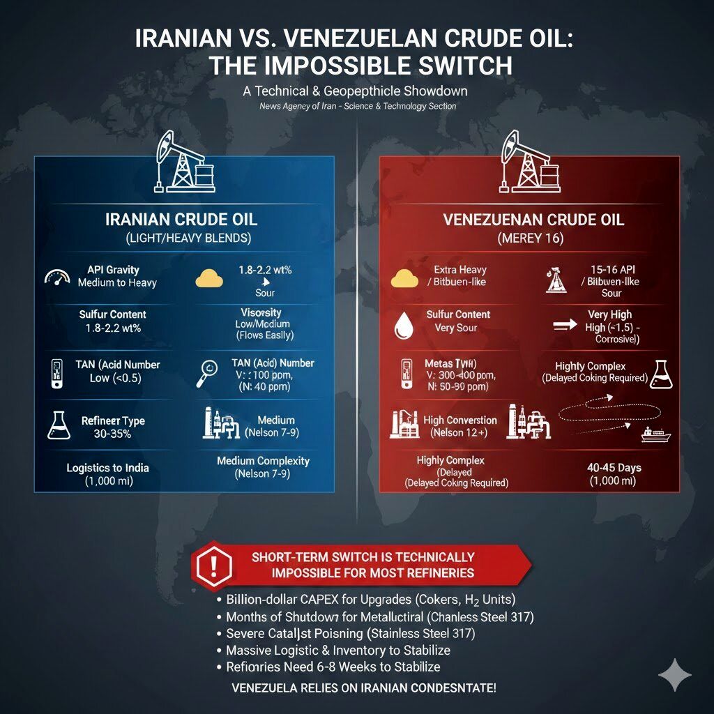 چرا نمی‌توان نفت ایران را با نفت ونزوئلا جایگزین کرد؟