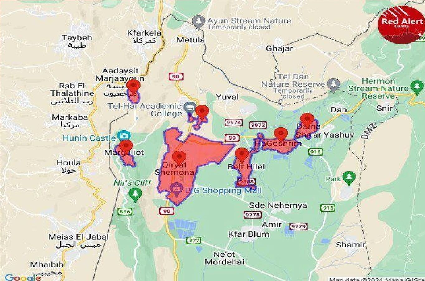 موشکباران سنگین «کریات شمونا» از خاک لبنان / شهرک اسرائیلی خاموش شد