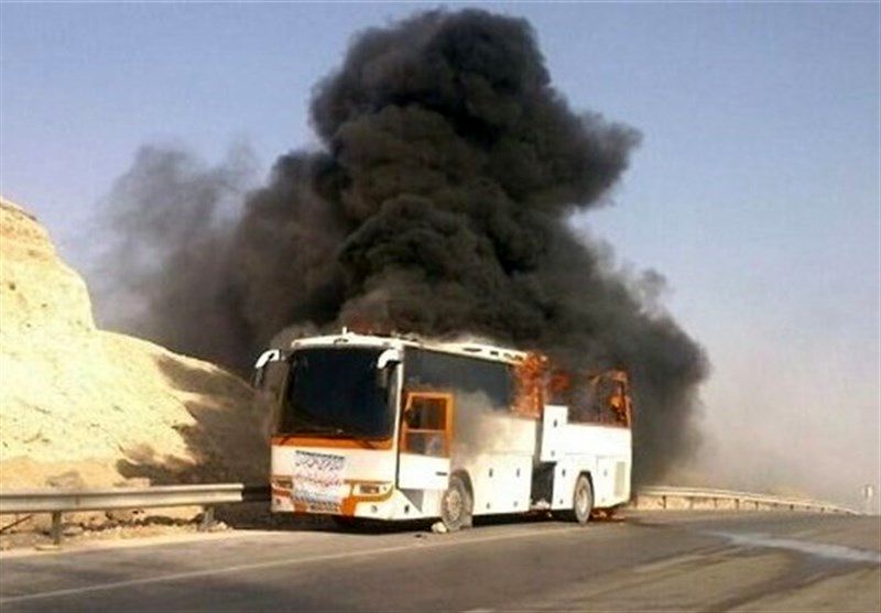 در حادثه تصادف اتوبوس تهران-کرمان با تانکر سوخت  نفر کشته شدند + فیلم