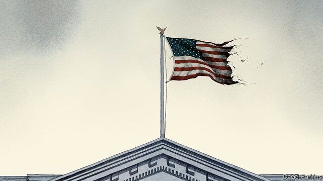 انتشار تصویر پرچم پاره آمریکا بر فراز کاخ سفید از سوی نشریه «اکونومیست» 
