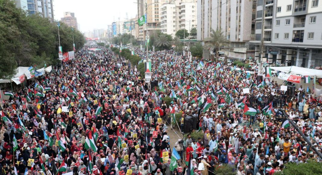 همبستگی با غزه در پاکستان. تظاهرات ضد اسرائیلی در کراچی