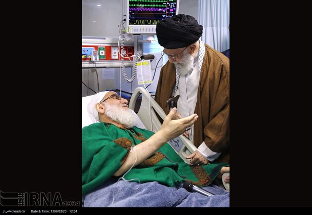 تصاویر عیادت مقام معظم رهبری از آیت الله شاهرودی