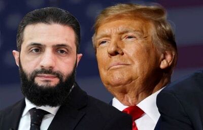 ترامپ به جولانی و همسرش عطر هدیه داد / شوخی جنجالی ترامپ با جولانی: چند تا زن داری؟ یکی؟ + فیلم