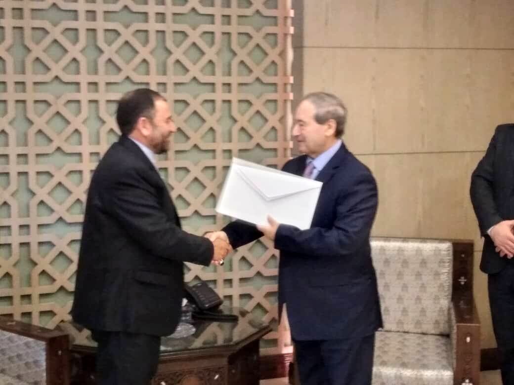 تقدیم استوارنامه سفیر جدید ایران به وزیر خارجه سوریه