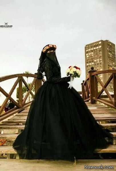 این عروس و داماد چرا لباس سیاه پوشیدن+  عکس