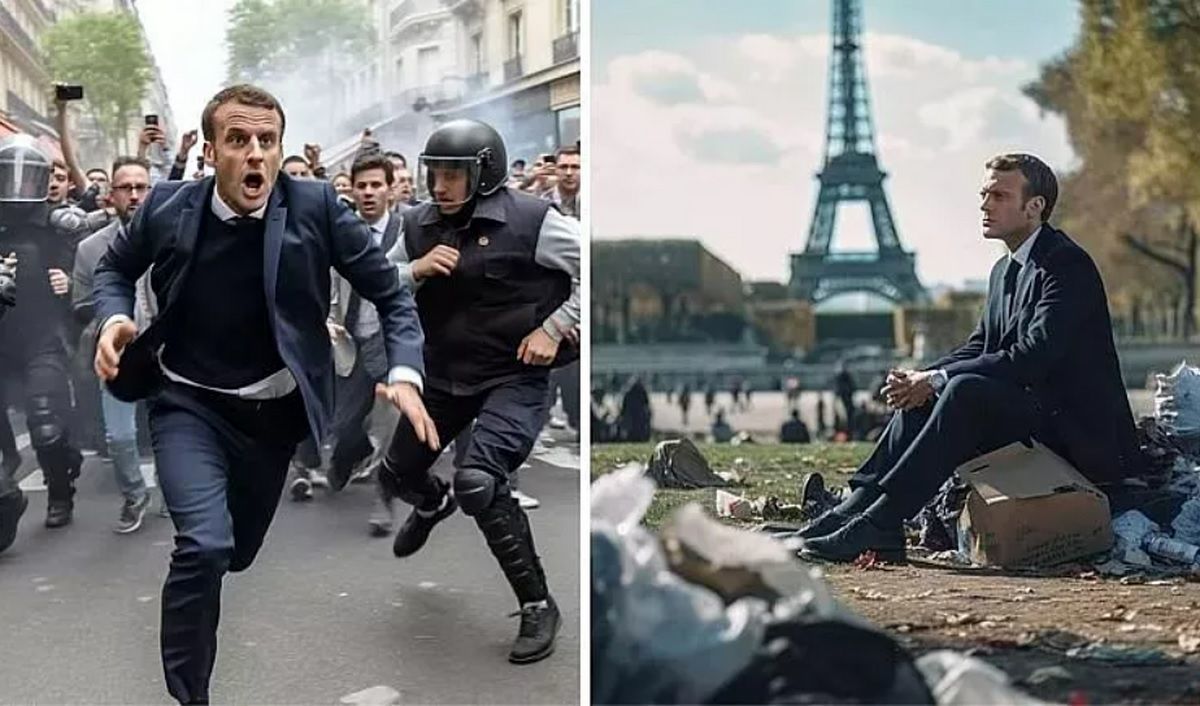 تصاویری از امانوئل مکرون در حال جمع آوری زباله/ شوخی هوش مصنوعی با رئیس جمهور فرانسه
