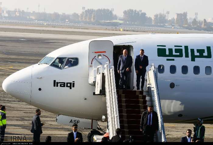 تصاویری از ورود رئیس جمهوری عراق به تهران و استقبال از او