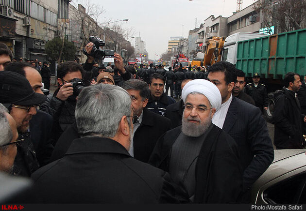 حضور رئیس جمهوری در محل حادثه پلاسکو
