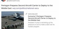 ترامپ بازنشر کرد / دومین ناوهواپیمابر آمریکا در راه خاورمیانه؟