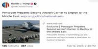 ترامپ بازنشر کرد / دومین ناوهواپیمابر آمریکا در راه خاورمیانه؟