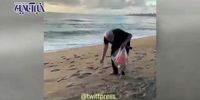 فیلمی از نخست‌وزیر هند در حال جمع‌آوری زباله در ساحل