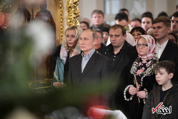 حضور ولادمیر پوتین در مراسم کریسمس کلیسای زادگاهش + عکس