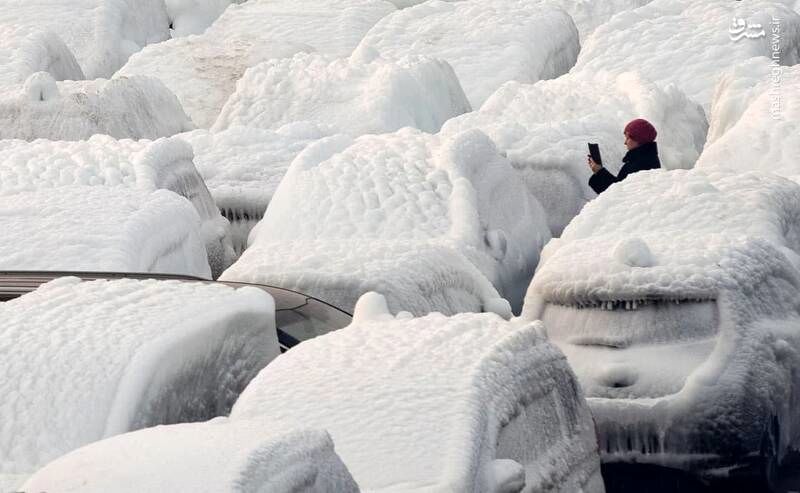 عکس| خودروها یخ زدند 