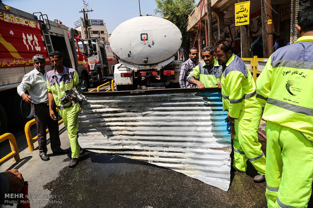 تصاویر آتش سوزی گسترده در پاساژ رضوان اهواز