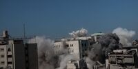  لحظه منفجر کردن ساختمان دانشگاه غزه +عکس و فیلم