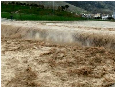 بارندگی شدید در البرز/ سیلاب جاری شد