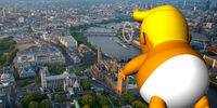 بادکنک ترامپ با یک سیب‌زمینی در آسمان لندن رها شد + عکس