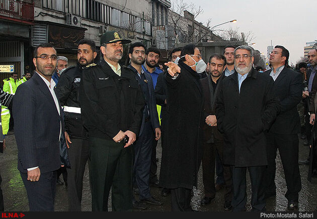 حضور رئیس جمهوری در محل حادثه پلاسکو