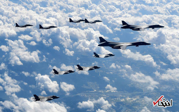 تمرین هوایی آمریکا برای حمله به کره شمالی با بمب افکن‌های استراتژیک + عکس