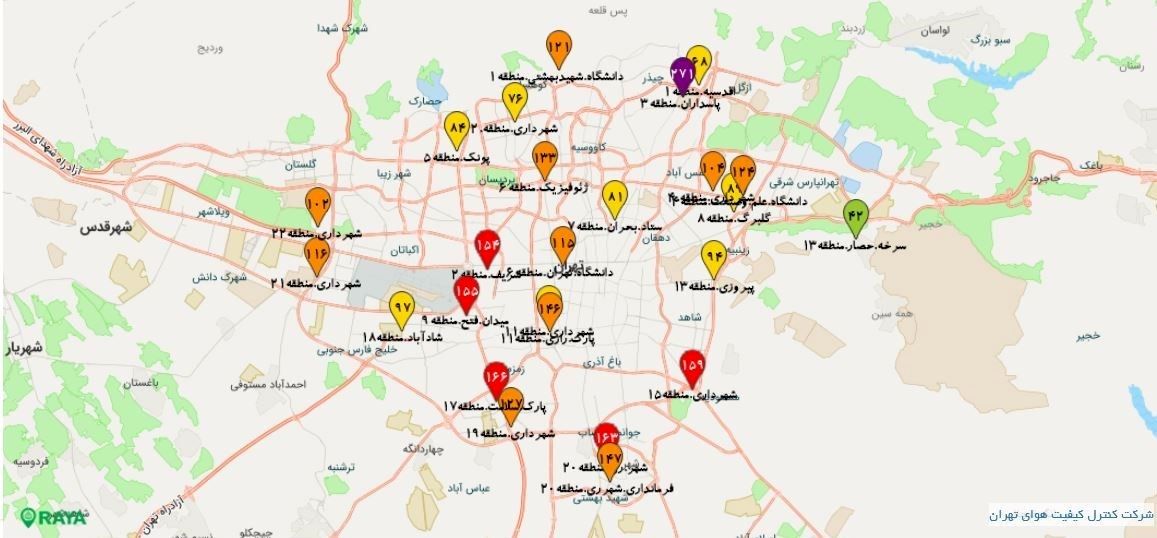 شرکت کنترل کیفیت هوا , کیفیت هوای تهران , 