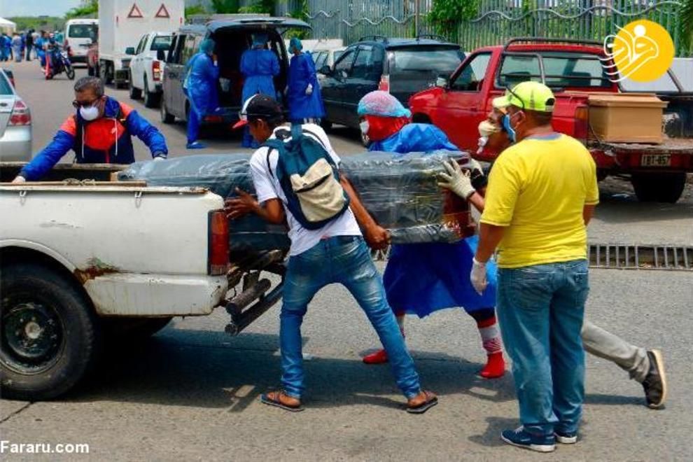 کرونا در اکوادور؛ حمل تابوت‌ها روی خودروها +فیلم