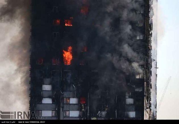 آتش سوزی گسترده در برج گرن فل لندن
