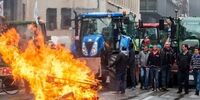 آتش خشم کشاورزان ناراضی در بروکسل به نشست اتحادیه اروپا رسید+ فیلم
