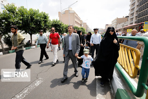 تصاویر مسئولان عالی‌رتبه کشور در راهپیمایی روز قدس