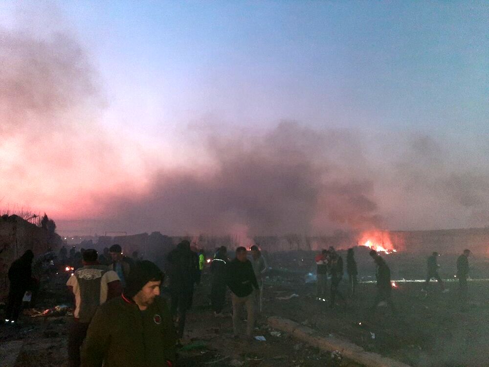 تصاویری از بقایای هواپیمای اوکراینی که در تهران سقوط کرد