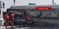 چپ کردن هولناک تریلی حامل سوخت روی پراید / پراید له شد + فیلم